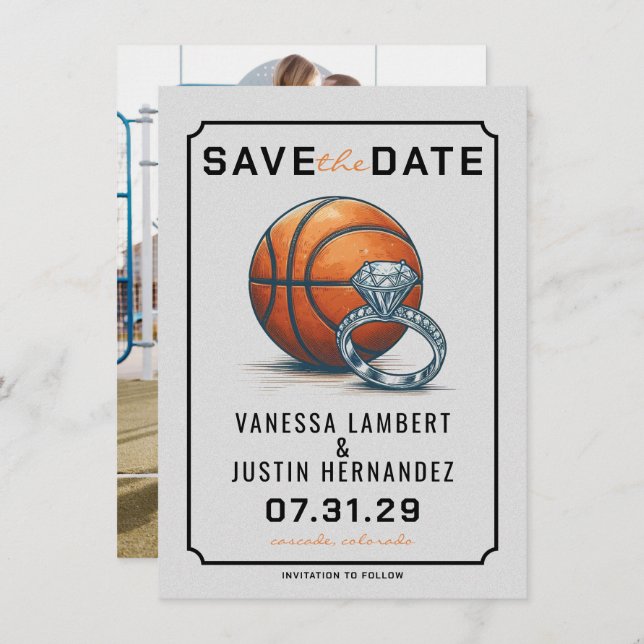Save The Date Diamant de basket-ball (Devant / Derrière)