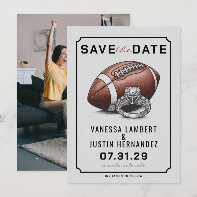 Save The Date Diamant de football (Devant / Derrière)