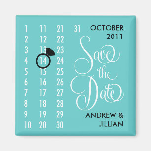 Save the Date Diamant-Kalender-Gitter (aquamarin) Magnet