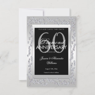 Save The Date Diamants d'argent élégant 60e mariage Enregistrer 