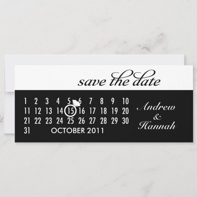 Save the Date Diamond Calendar Grid (schwarz) (Vorderseite)