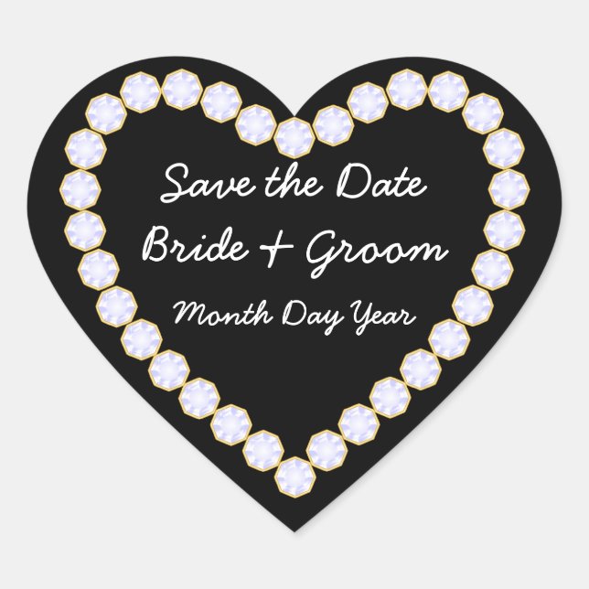 Save the Date Diamond Herz Herz-Aufkleber (Vorderseite)