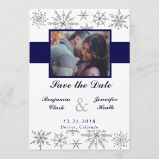 Save The Date Diamond Snowflakes Enregistrer la date