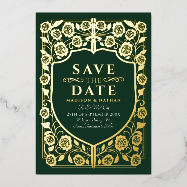 Save the Date die Mittelalterliche Monografie des  Folieneinladung (Vorderseite)