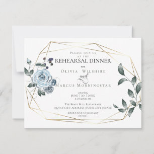 Save The Date Dîner de répétition   Aquarelle bleu bleu foncé