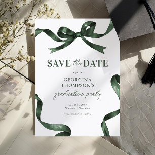 Save The Date Diplômé à l'arc aquarelle vert élégant