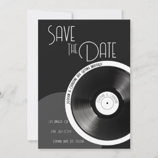 Save The Date Dis Vinyle Rétro 70s Noir et Blanc Minimaliste