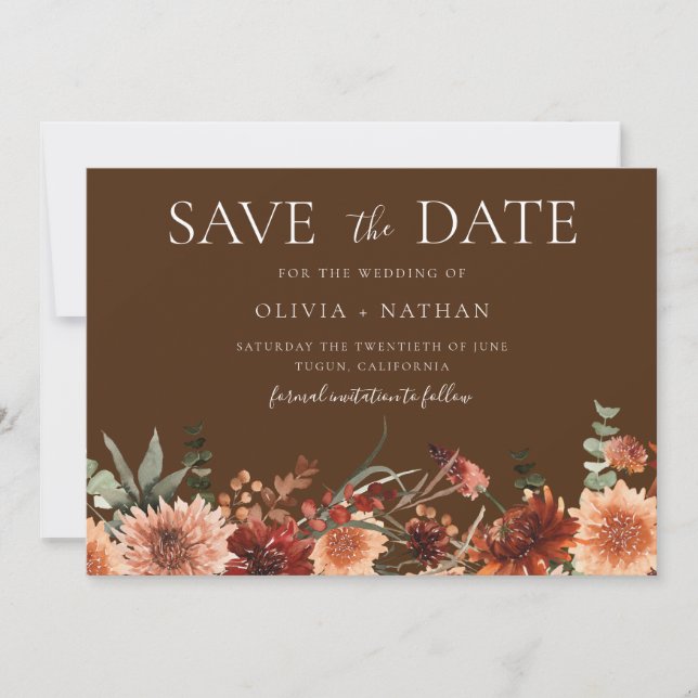 Save The Date Divine Boho Mariage Beau Enregistrer La Date (Devant)