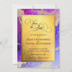 Save The Date do-it-yourself photo violet or Abstrait Mariage pl