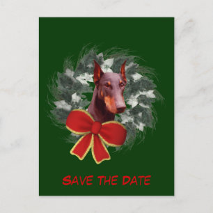 Save the Date Dobermannwreath-Feiertag Ankündigungspostkarte