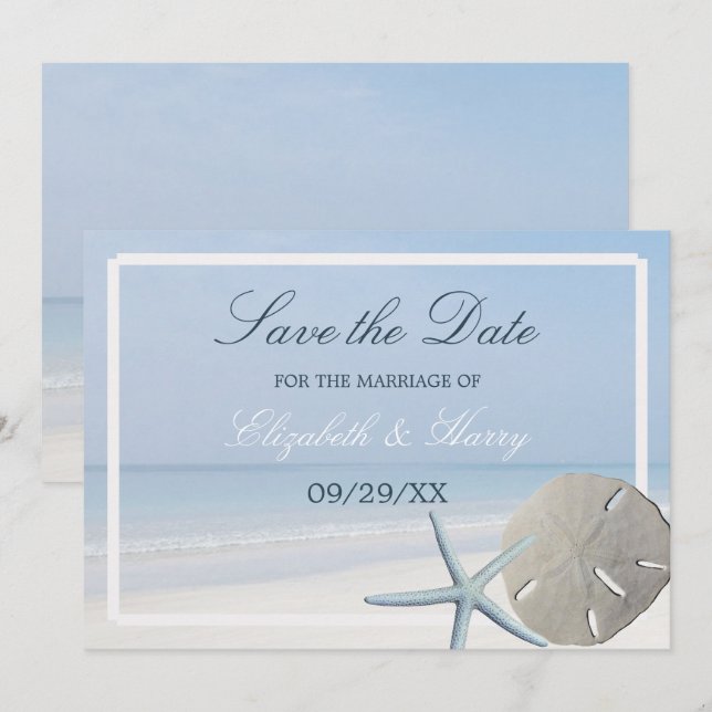 Save The Date Dollar de sable et plage de Starfish (Devant / Derrière)