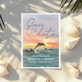 Save The Date Dolphin Sunset Beach Aquarelle Mariage Enregistrer