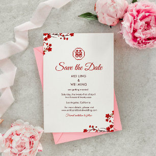 Save The Date Double Bonheur Elégant Mariage chinois