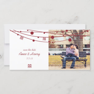 Save The Date Double Bonheur Lanternes Mariage Enregistrer la da