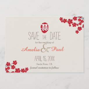 Save The Date Double Mariage chinois du bonheur - Enregistrer la