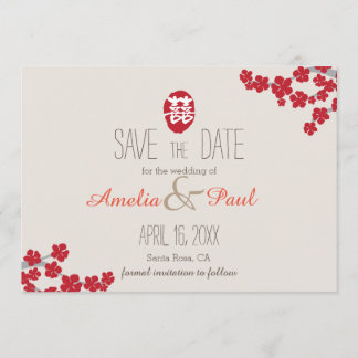Save The Date Double Mariage chinois du bonheur - Enregistrer la