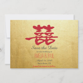 Save The Date Double Mariage chinois du bonheur - Enregistrer la