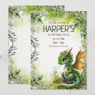 Save The Date Dragon modifiable 1er anniversaire de fête Invitat