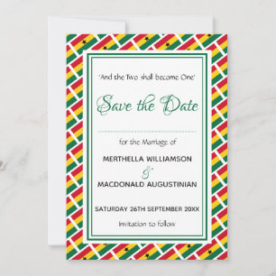 Save The Date DRAPEAU GHANA Écriture Customisée Style Ghanéen