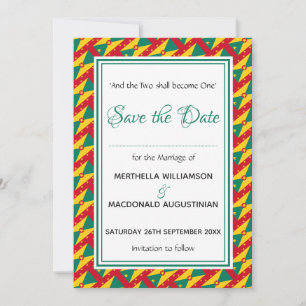 Save The Date DRAPEAU GRENADA - Écriture Customisée Élégante