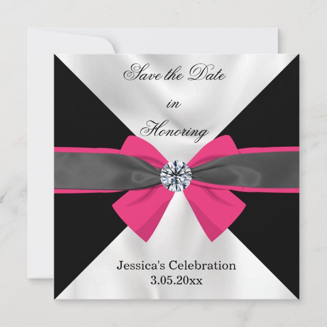 Save The Date Draperie classique en noir et blanc avec Bow magen (Devant)