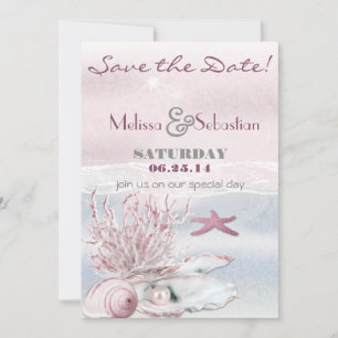 Save The Date Dream Shore Beach Mariage rose Enregistrer la date