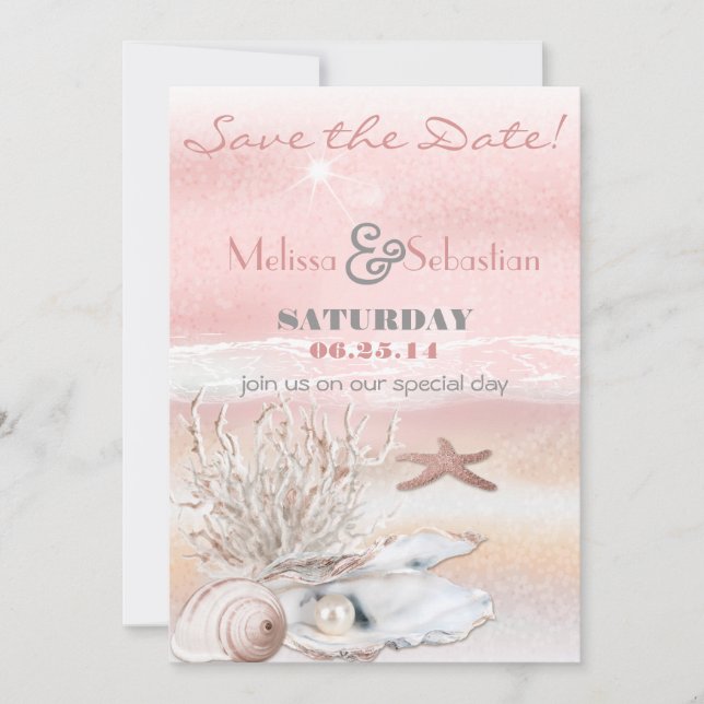 Save The Date Dream Shore Beach Peach Wedding Enregistrer la dat (Devant)