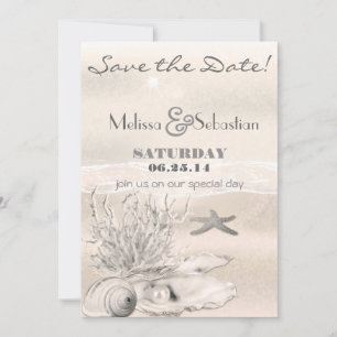 Save The Date Dream Shore Beach Sepia Mariage Sauvez la date