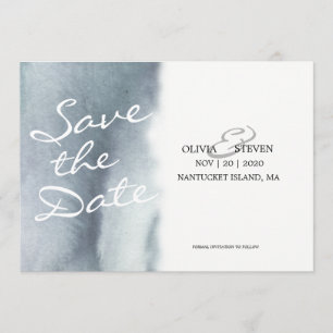 Save The Date Dreamy Blue Grey Aquarelle Mariage Enregistrer La