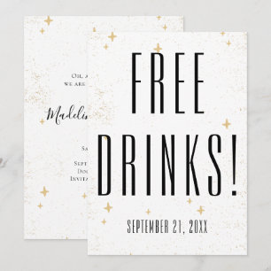 Save The Date Drôle boissons gratuites Gold Sparkle Mariage
