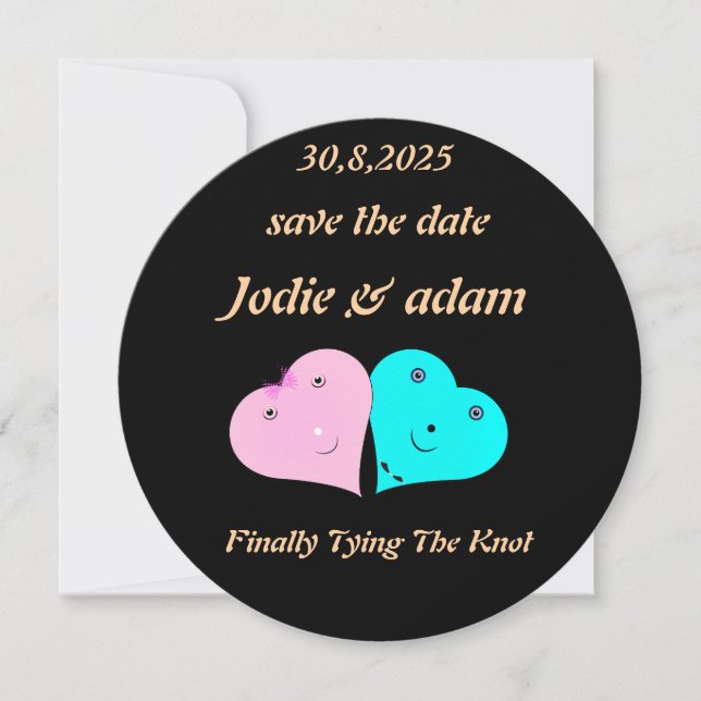 Save The Date drôle coeur de m & mrs (Devant)
