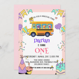 Save The Date Drôle dinosaure Retour à l'école Gâteau de bus Ann