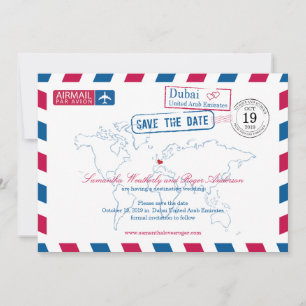 Save The Date Dubai United Arab Emirates Airmail Enregistrer La