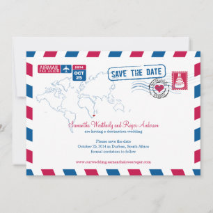 Save The Date Durban Afrique du Sud Mariage par avion Enregistre