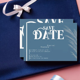 Save The Date Dusty Blue Automne Pampas Mariage Design
