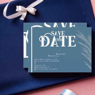 Save The Date Dusty Blue Automne Pampas Mariage Design