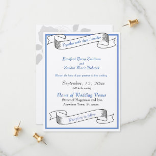 Save The Date Dusty Blue Elegant Blanc Gris Floral Mariage Coeur