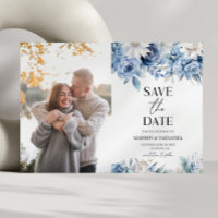 Dusty Blue Floral Flower Mariage photo personnalis