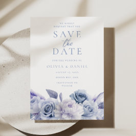 Save The Date Dusty Blue Floral Mariage