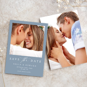 Save The Date Dusty Blue Photo Wedding Enregistrer La Date