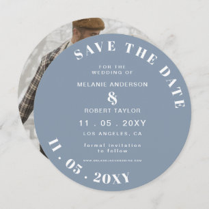 Save The Date Dusty Blue Simple Photo Enregistrer La Date