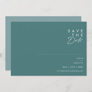 Save The Date Dusty Boho   Horizontal vert et bleu