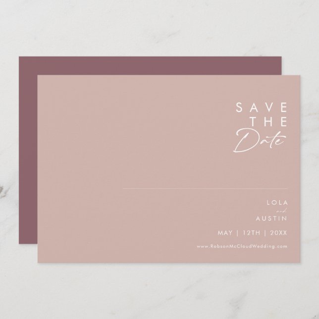 Save The Date Dusty Boho | Rose & Purple Horizontal Enregistrer  (Devant / Derrière)