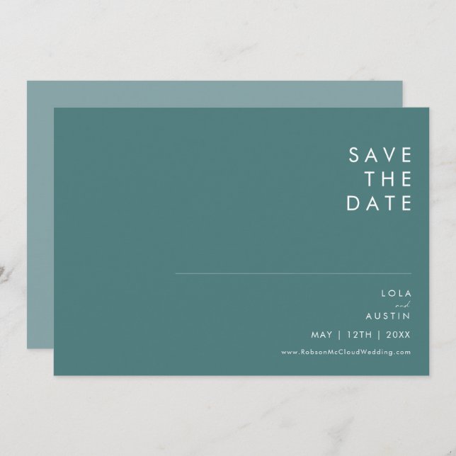 Save The Date Dusty Boho | Vert & Bleu Horizontal Enregistrer La (Devant / Derrière)