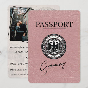 Save The Date Dusty Rose Allemagne Passeport Enregistrer La Date
