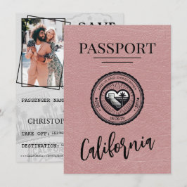 Save The Date Dusty Rose California Passeport Enregistrer La Dat