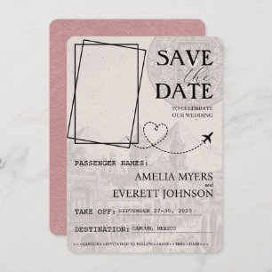 Save The Date Dusty Rose Cancun Passeport Enregistrer La Date