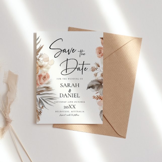 Save The Date Dusty Rose Floral Wreath Mariage (Créateur téléchargé)