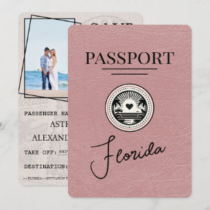 Save The Date Dusty Rose Florida Passeport Enregistrer La Date
