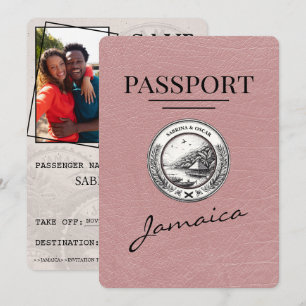 Save The Date Dusty Rose Jamaica Passeport Enregistrer La Date